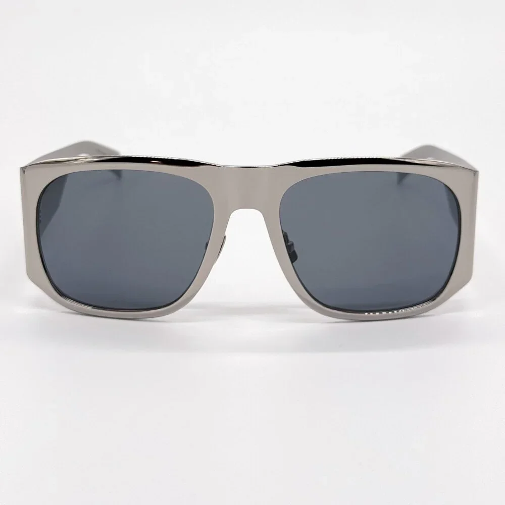 NEW SAINT LAURENT SL636 002 SUNGLASSES MEN SILVER SQUARE SL 636 002 SUNGLASSES